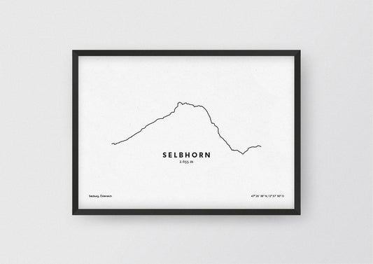Minimalistische Illustration des Selbhorn, dem höchste Gipfel des Steinernen Meeres, als stilvoller Einrichtungsgegenstand für Zuhause.