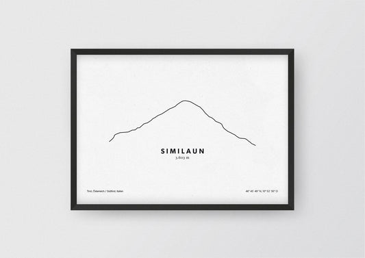 Minimalistische Illustration des Similaun in den Ötztaler Alpen, als stilvoller Einrichtungsgegenstand für Zuhause.