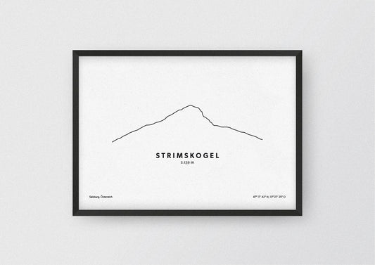 Minimalistische Illustration des Strimskogel in Zauchensee, als stilvoller Einrichtungsgegenstand für Zuhause.