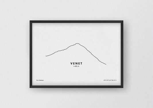 Minimalistische Illustration des Venet in den Ötztaler Alpen bei Landeck, als stilvoller Einrichtungsgegenstand für Zuhause.