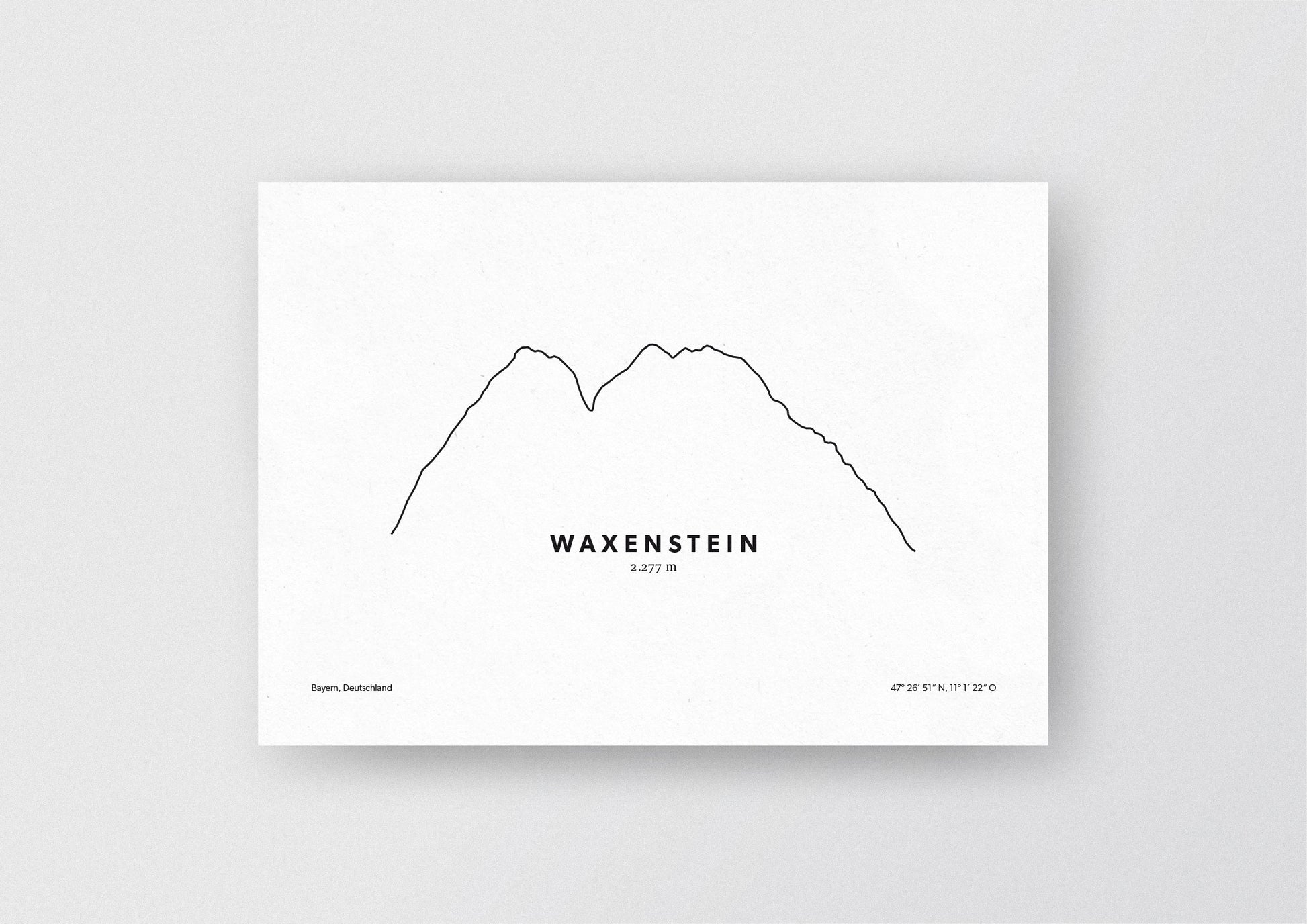 Minimalistische Illustration des Waxenstein im Wettersteingebirge, als stilvoller Einrichtungsgegenstand für Zuhause.