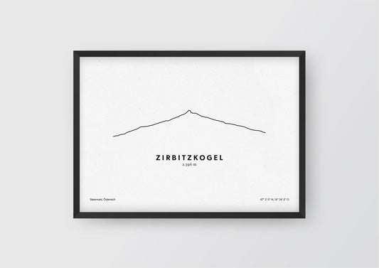 Minimalistische Illustration des Zirbitzkogel in den Seetaler Alpen, als stilvoller Einrichtungsgegenstand für Zuhause.